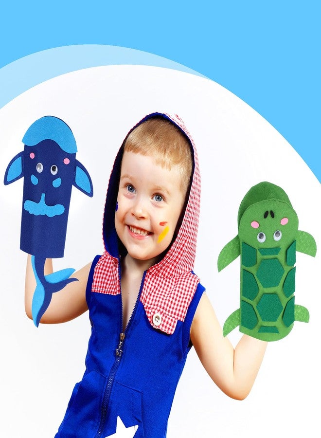 Liliful 24 Pcs Ocean Animals Hand Puppet Making Kit Felt Arts and Crafts Puppet Toys Creative DIY Sock Make Your Personal Puppets Kits Eyes Felt Accessories Storytelling Role Play Party Supplies - Image 5
